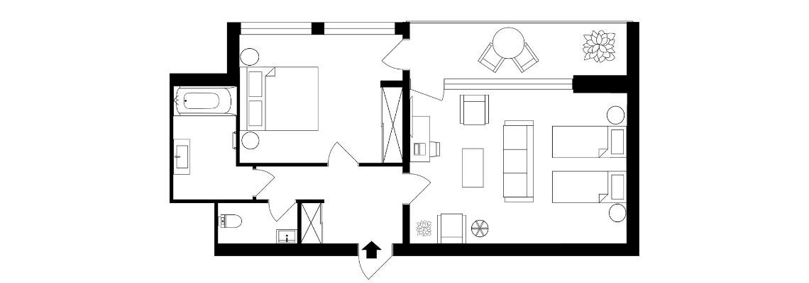 Dviejų kambarių apartamentai (kiliminė grindų danga)